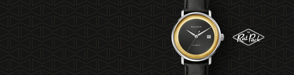 Shop all men's Frank Sinatra watches. Banner featuring image of model Rat Pack watch.