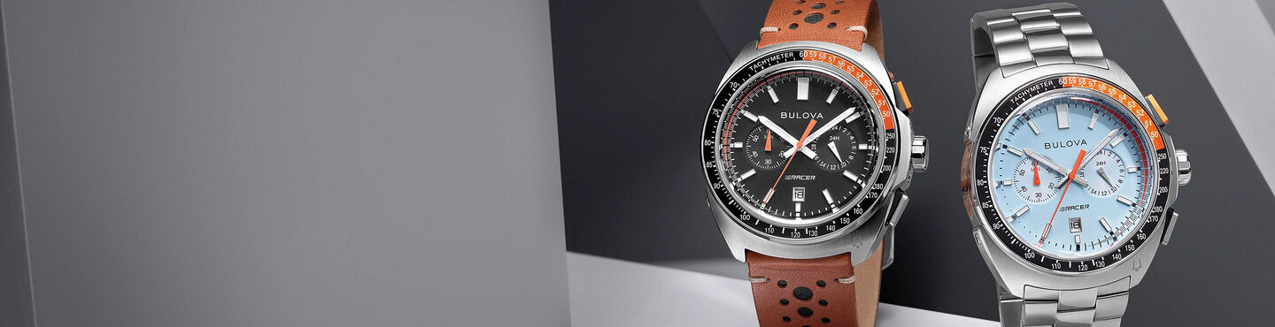 Shop all men's sport watches. Banner featuring image of Marine Star models 96B395 and 96B256.