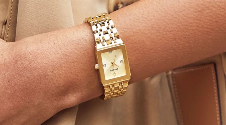 Quadra gold watch with diamonds