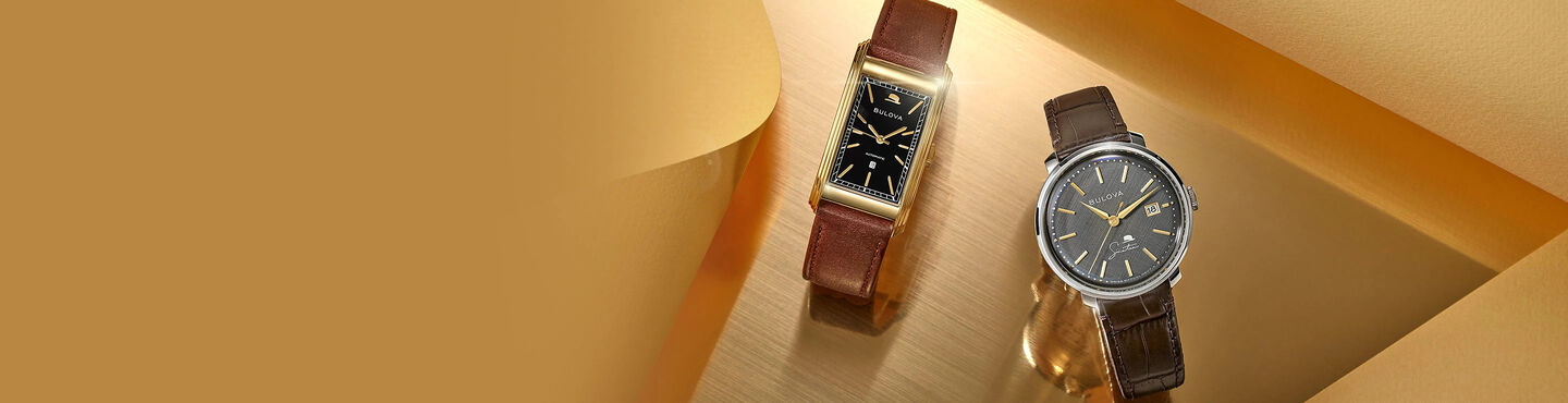 Shop all men's Frank Sinatra watches. Banner featuring image of model Rat Pack watch.