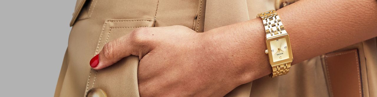 Quadra gold watch with diamonds