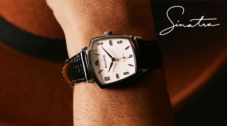 Shop all men's Frank Sinatra watches. Banner featuring image of model I've Got You Under My Skin watch.