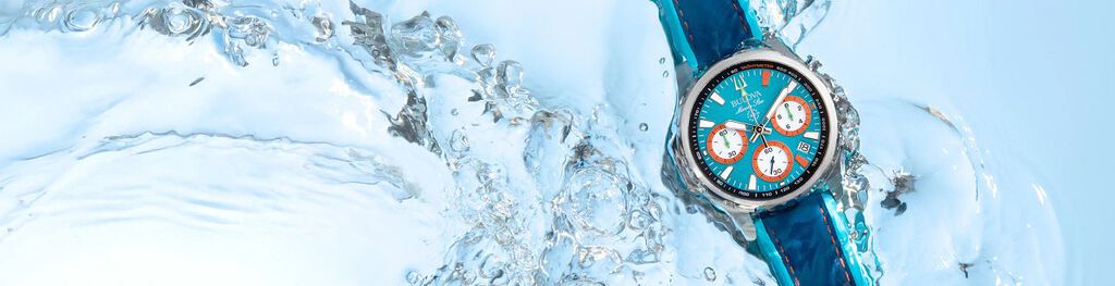 Featuring the Bulova E1 Team Miami watch model 96B460